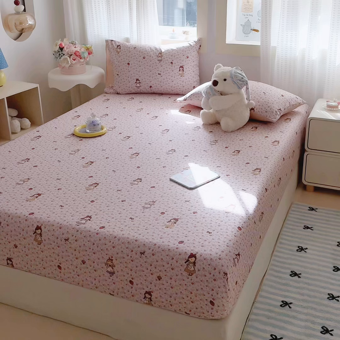 91家纺网 家纺一手货源 找家纺 丽美人家纺 2026新款A类柔软双层皱皱纱印花单床笠床笠单件 玛丽