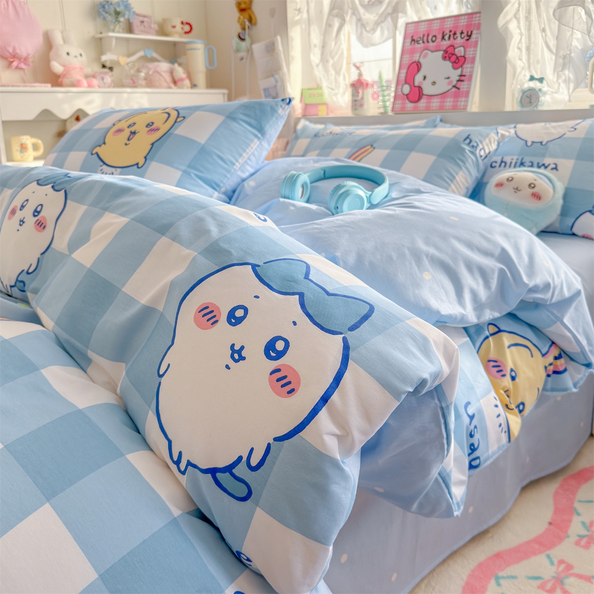 名兮家居 2026新款全棉13372正版授权经典奥特曼四件套【含防伪标】 格子吉伊卡哇