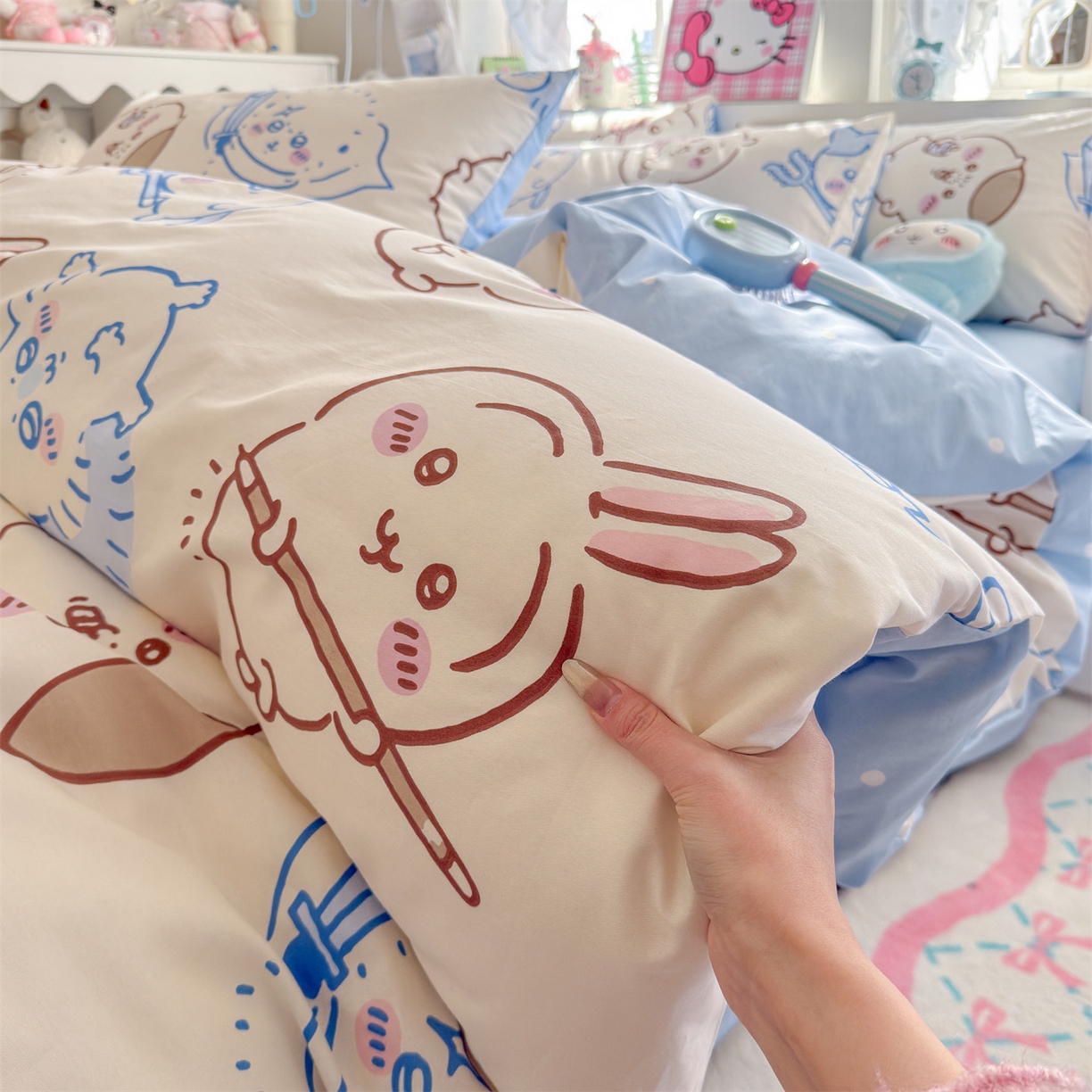 91家纺网 家纺一手货源 找家纺 名兮家居 2026新款全棉13372正版授权经典奥特曼四件套【含防伪标】 小八吉伊卡哇