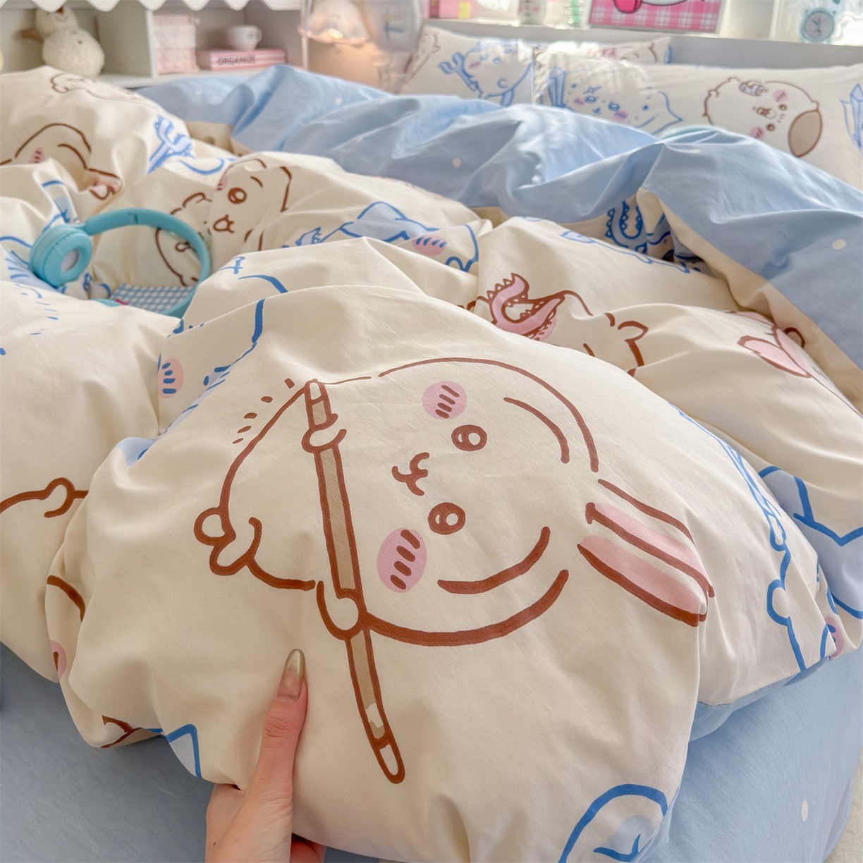 91家纺网 家纺一手货源 找家纺 名兮家居 2026新款全棉13372正版授权经典奥特曼四件套【含防伪标】 小八吉伊卡哇