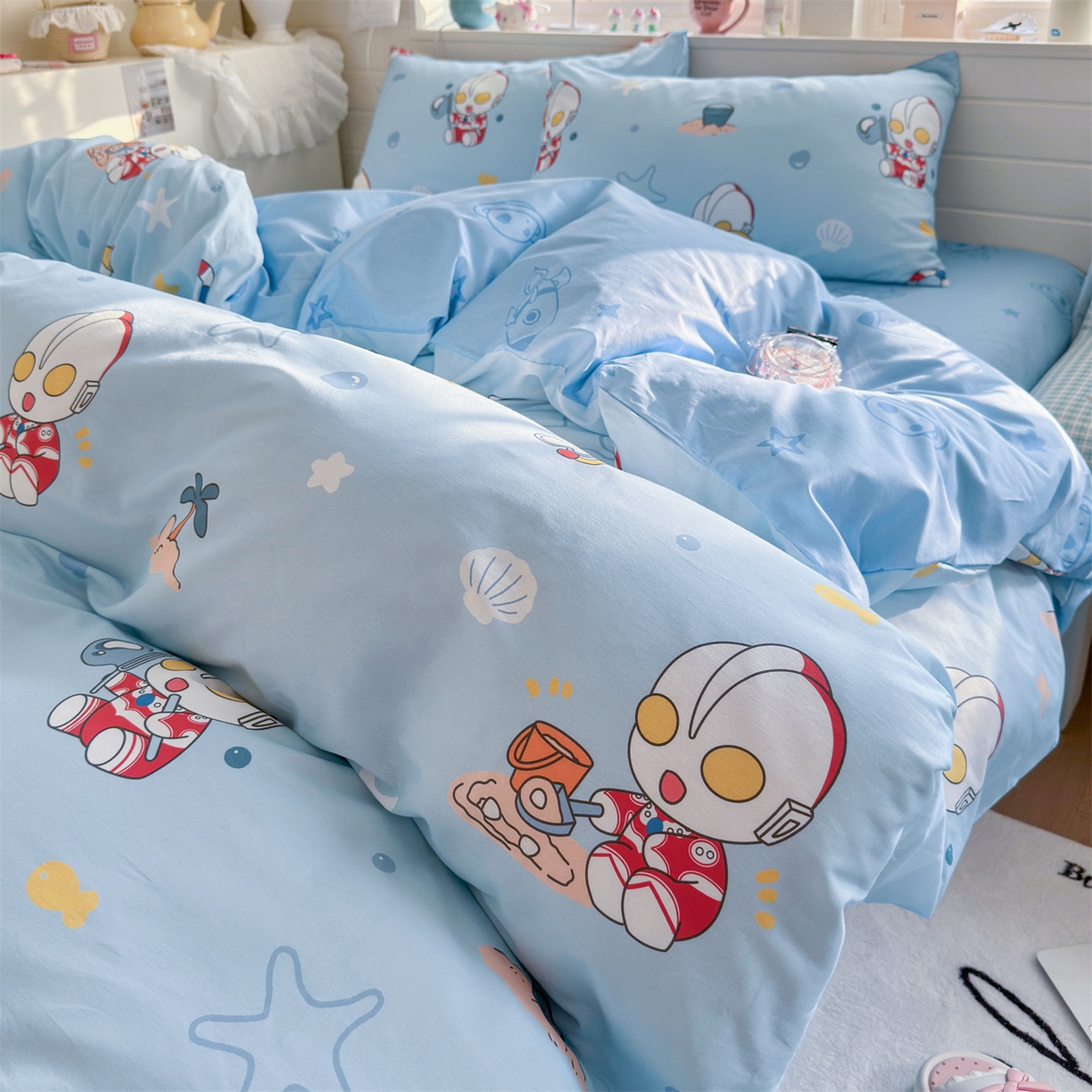 91家纺网 家纺一手货源 找家纺 名兮家居 2026新款全棉13372正版授权经典奥特曼四件套【含防伪标】 假日奥特曼