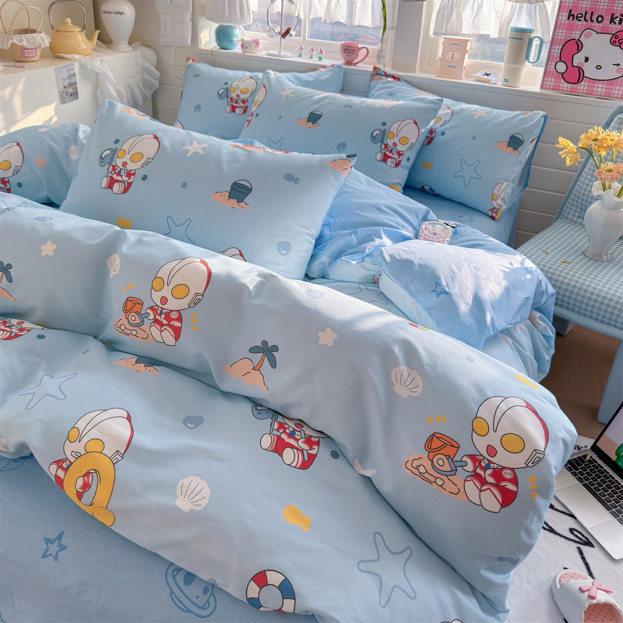 91家纺网 家纺一手货源 找家纺 名兮家居 2026新款全棉13372正版授权经典奥特曼四件套【含防伪标】 假日奥特曼