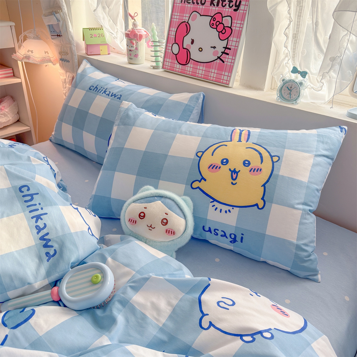 91家纺网 家纺一手货源 找家纺 名兮家居 2026新款全棉13372正版授权经典奥特曼四件套【含防伪标】 格子吉伊卡哇