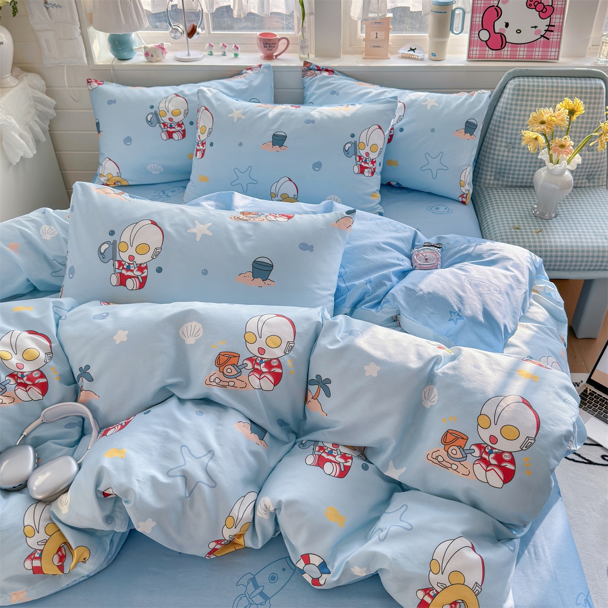 91家纺网 家纺一手货源 找家纺 名兮家居 2026新款全棉13372正版授权经典奥特曼四件套【含防伪标】 假日奥特曼