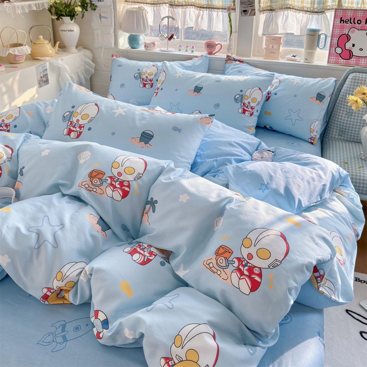 91家纺网 家纺一手货源 找家纺 名兮家居 2026新款全棉13372正版授权经典奥特曼四件套【含防伪标】 假日奥特曼