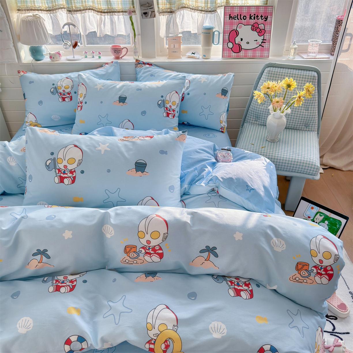 91家纺网 家纺一手货源 找家纺 名兮家居 2026新款全棉13372正版授权经典奥特曼四件套【含防伪标】 假日奥特曼