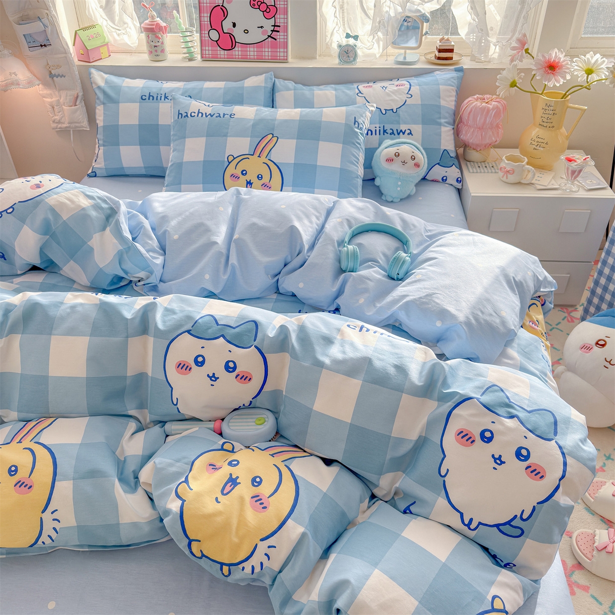 91家纺网 家纺一手货源 找家纺 名兮家居 2026新款全棉13372正版授权经典奥特曼四件套【含防伪标】 格子吉伊卡哇