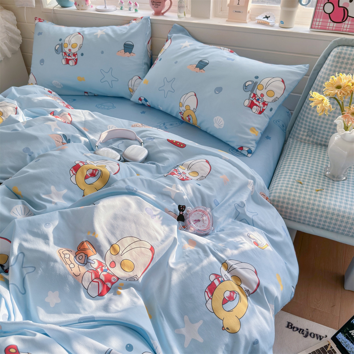 91家纺网 家纺一手货源 找家纺 名兮家居 2026新款全棉13372正版授权经典奥特曼四件套【含防伪标】 假日奥特曼