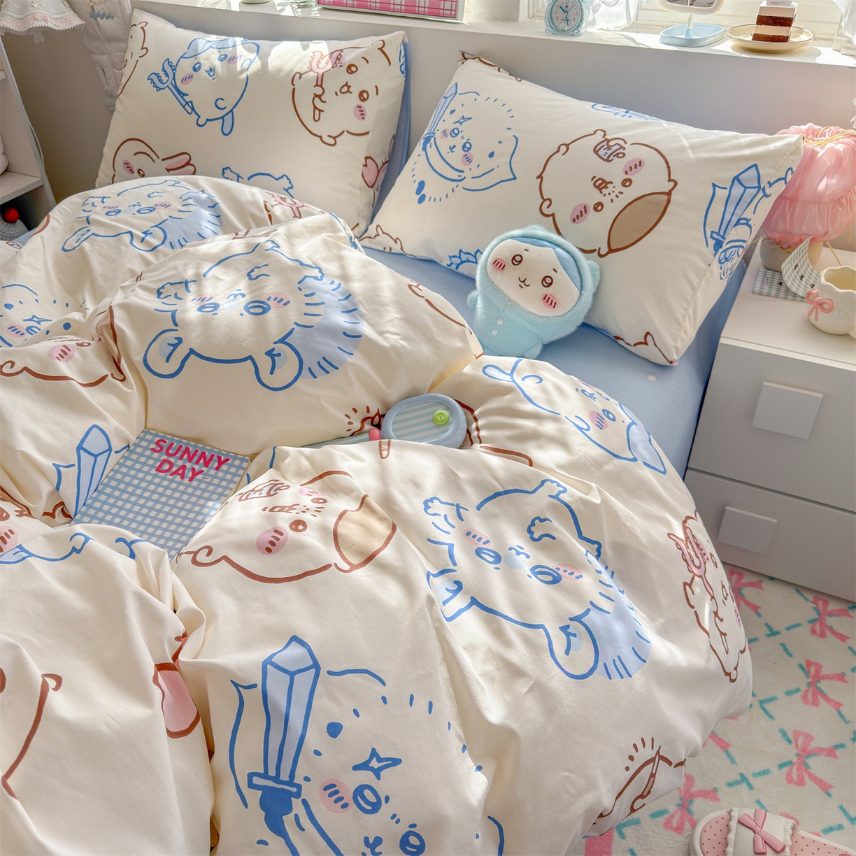 91家纺网 家纺一手货源 找家纺 名兮家居 2026新款全棉13372正版授权经典奥特曼四件套【含防伪标】 小八吉伊卡哇