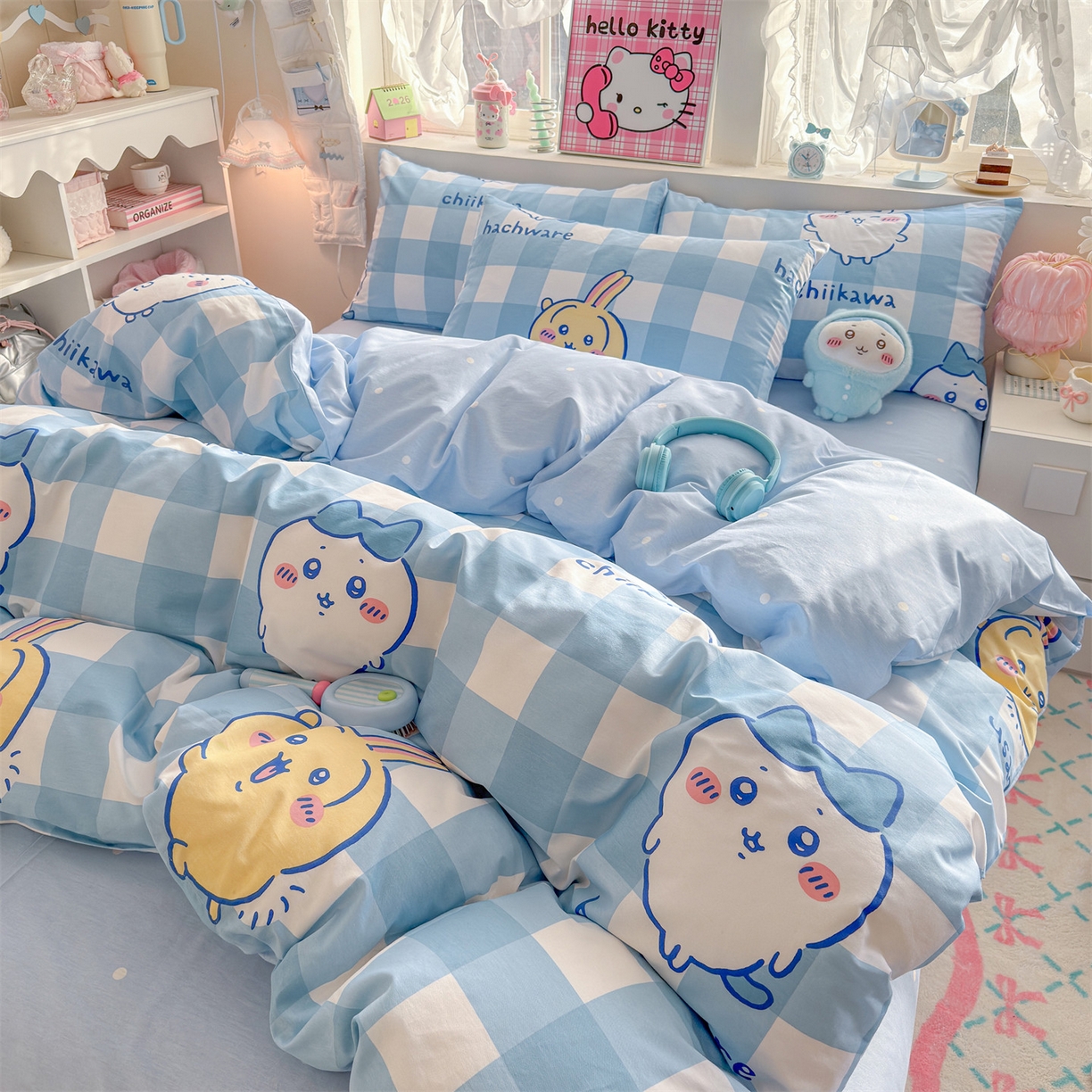 91家纺网 家纺一手货源 找家纺 名兮家居 2026新款全棉13372正版授权经典奥特曼四件套【含防伪标】 格子吉伊卡哇