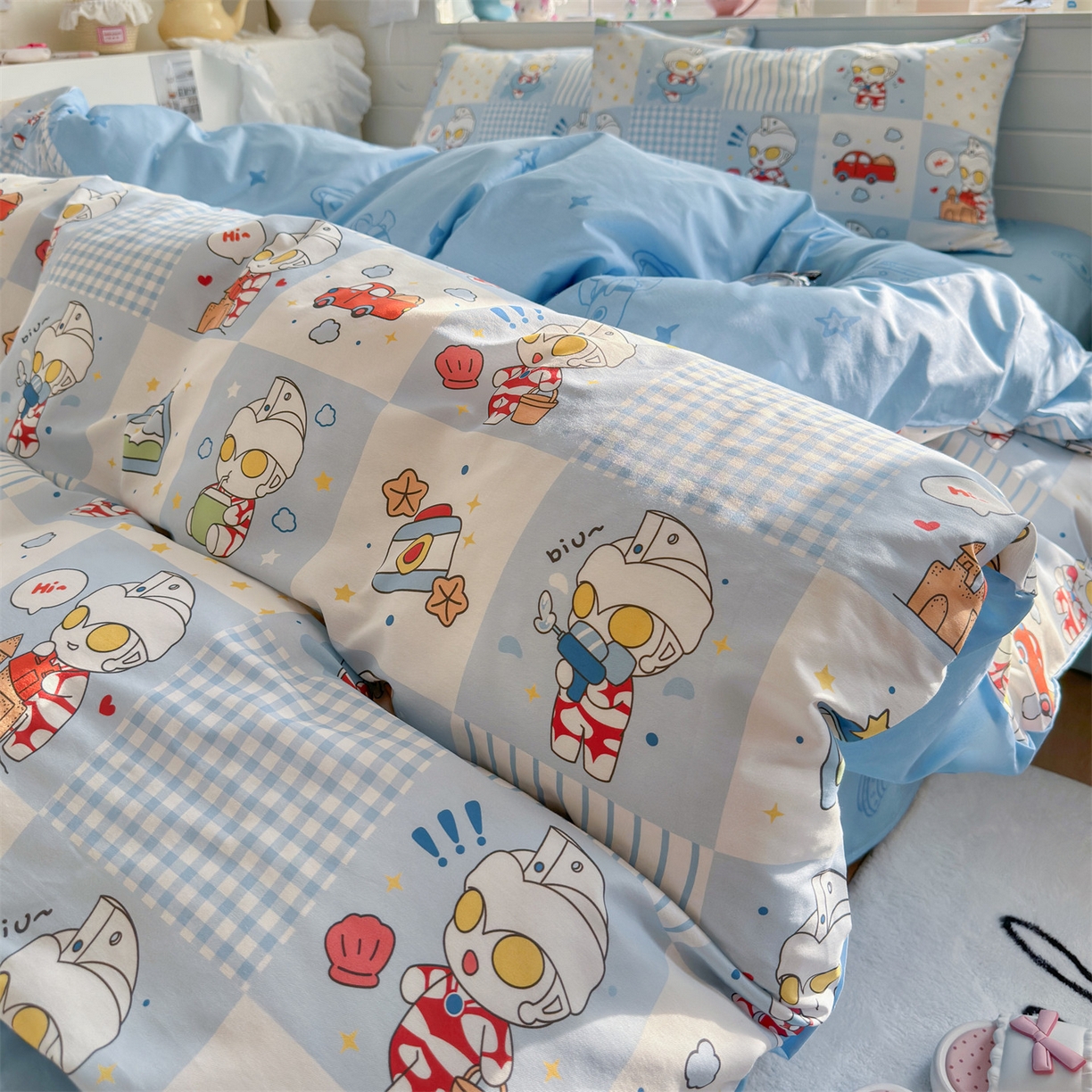 91家纺网 家纺一手货源 找家纺 名兮家居 2026新款全棉13372正版授权经典奥特曼四件套【含防伪标】 小小艾斯