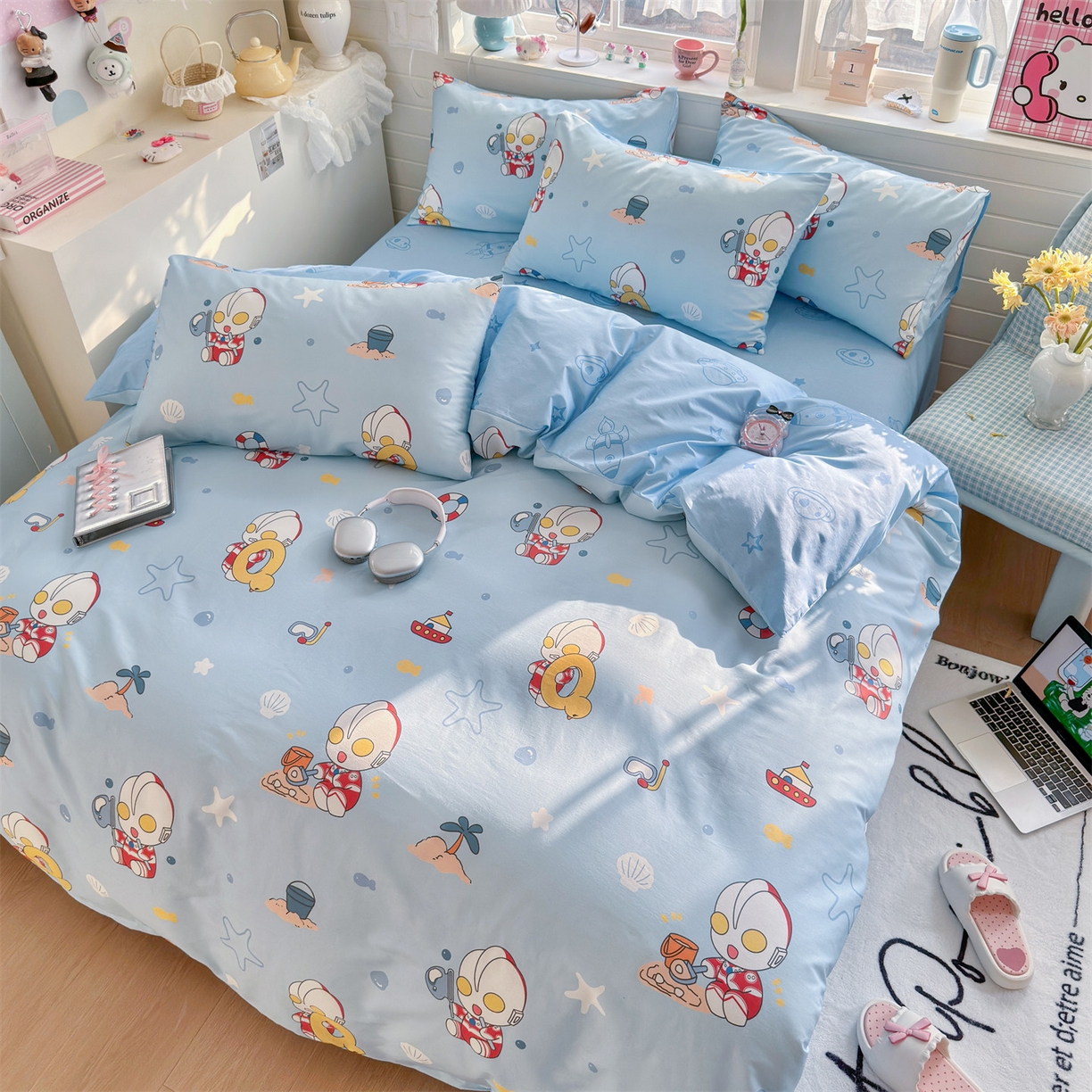 91家纺网 家纺一手货源 找家纺 名兮家居 2026新款全棉13372正版授权经典奥特曼四件套【含防伪标】 假日奥特曼