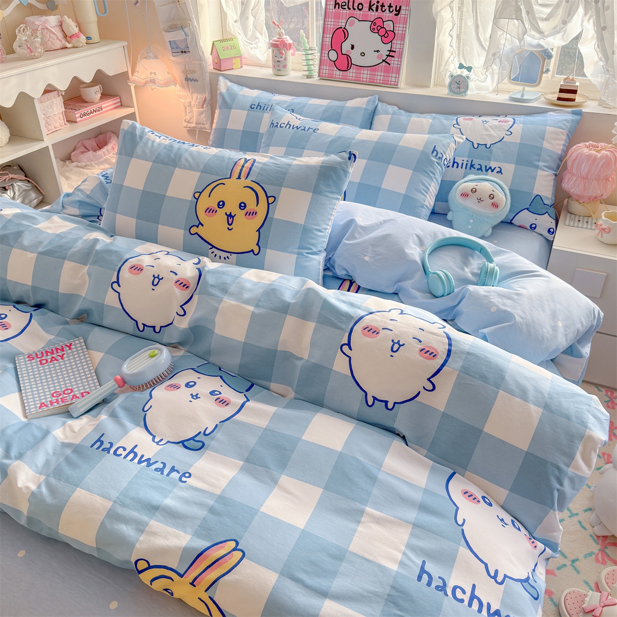 91家纺网 家纺一手货源 找家纺 名兮家居 2026新款全棉13372正版授权经典奥特曼四件套【含防伪标】 格子吉伊卡哇