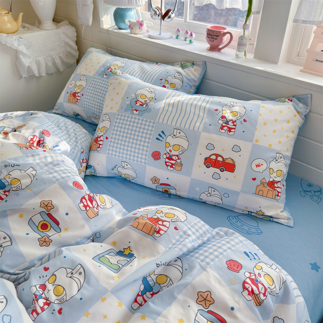 91家纺网 家纺一手货源 找家纺 名兮家居 2026新款全棉13372正版授权经典奥特曼四件套【含防伪标】 小小艾斯