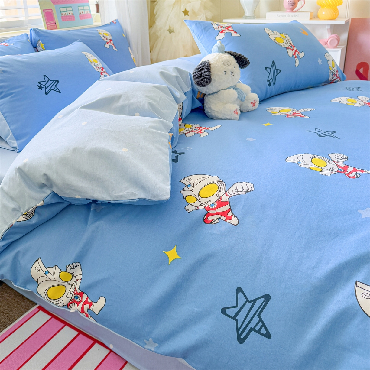 91家纺网 家纺一手货源 找家纺 名兮家居 2026新款全棉13372正版授权经典奥特曼四件套【含防伪标】 艾斯奥特曼