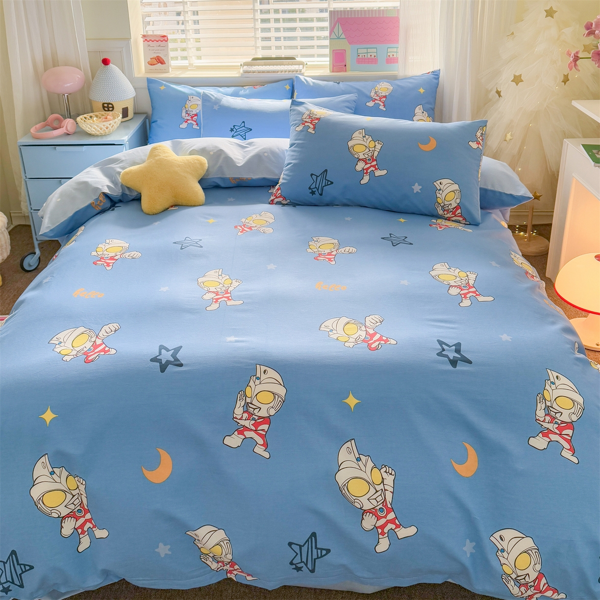 91家纺网 家纺一手货源 找家纺 名兮家居 2026新款全棉13372正版授权经典奥特曼四件套【含防伪标】 艾斯奥特曼