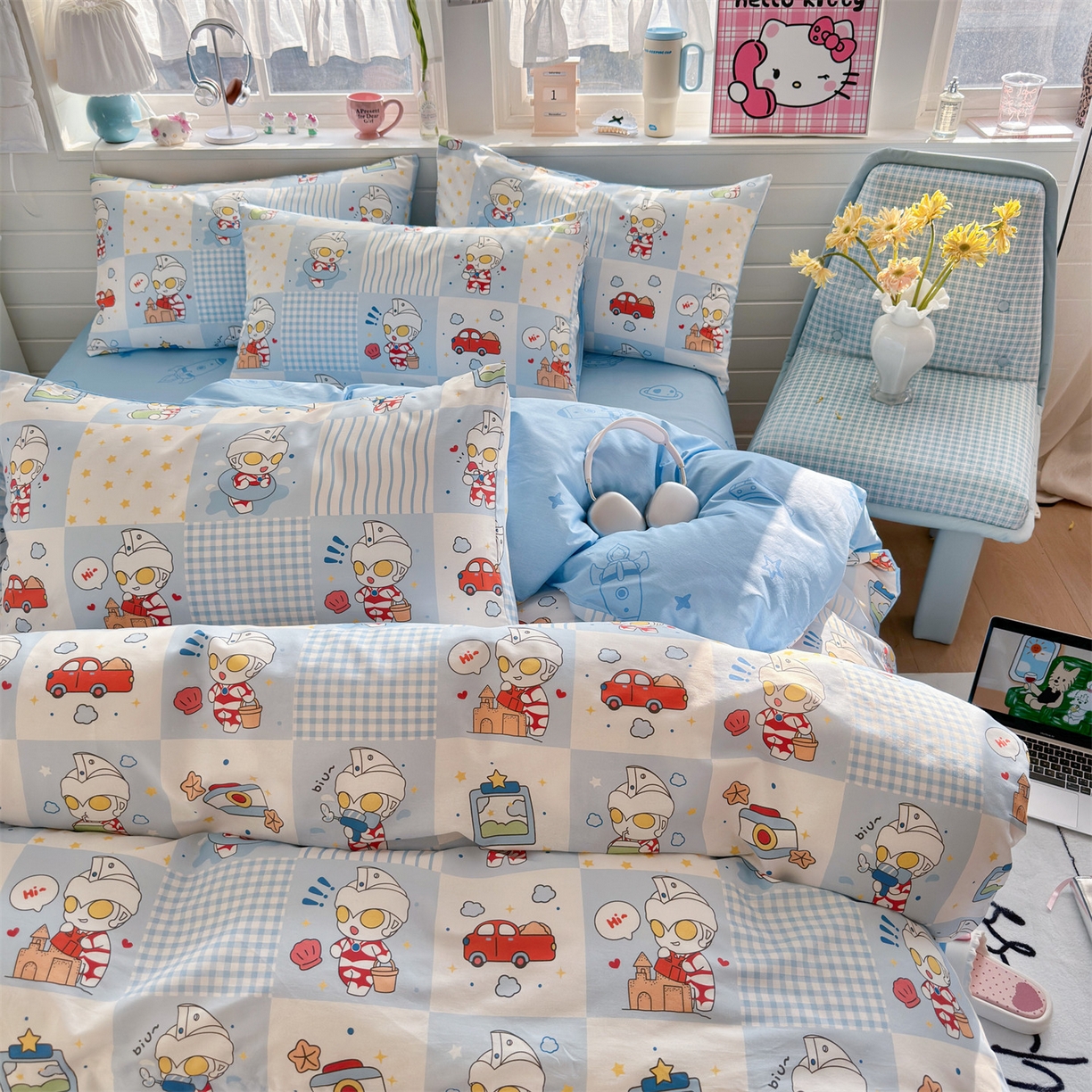 91家纺网 家纺一手货源 找家纺 名兮家居 2026新款全棉13372正版授权经典奥特曼四件套【含防伪标】 小小艾斯