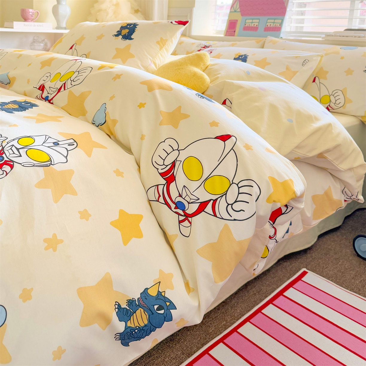 91家纺网 家纺一手货源 找家纺 名兮家居 2026新款全棉13372正版授权经典奥特曼四件套【含防伪标】 星星奥特曼