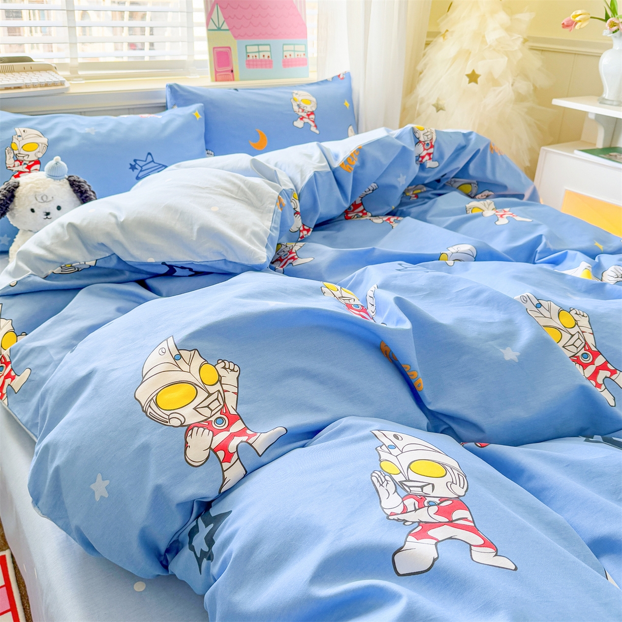 91家纺网 家纺一手货源 找家纺 名兮家居 2026新款全棉13372正版授权经典奥特曼四件套【含防伪标】 艾斯奥特曼