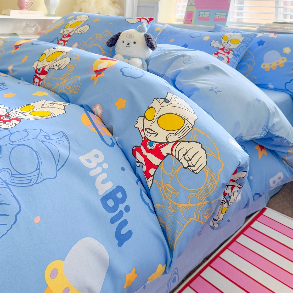 91家纺网 家纺一手货源 找家纺 名兮家居 2026新款全棉13372正版授权经典奥特曼四件套【含防伪标】 光线王子