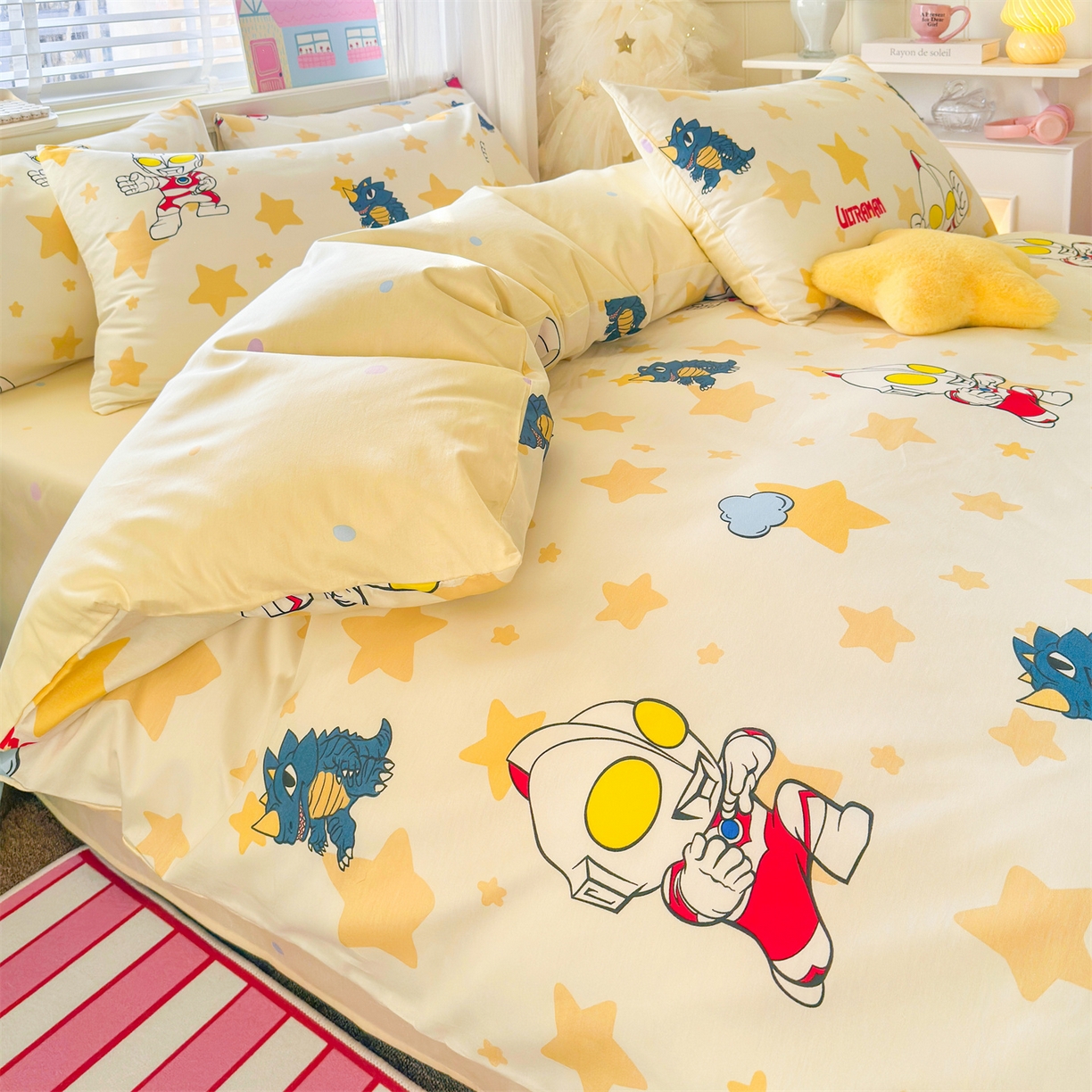 91家纺网 家纺一手货源 找家纺 名兮家居 2026新款全棉13372正版授权经典奥特曼四件套【含防伪标】 星星奥特曼
