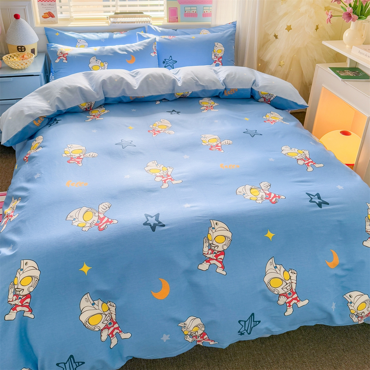 91家纺网 家纺一手货源 找家纺 名兮家居 2026新款全棉13372正版授权经典奥特曼四件套【含防伪标】 艾斯奥特曼