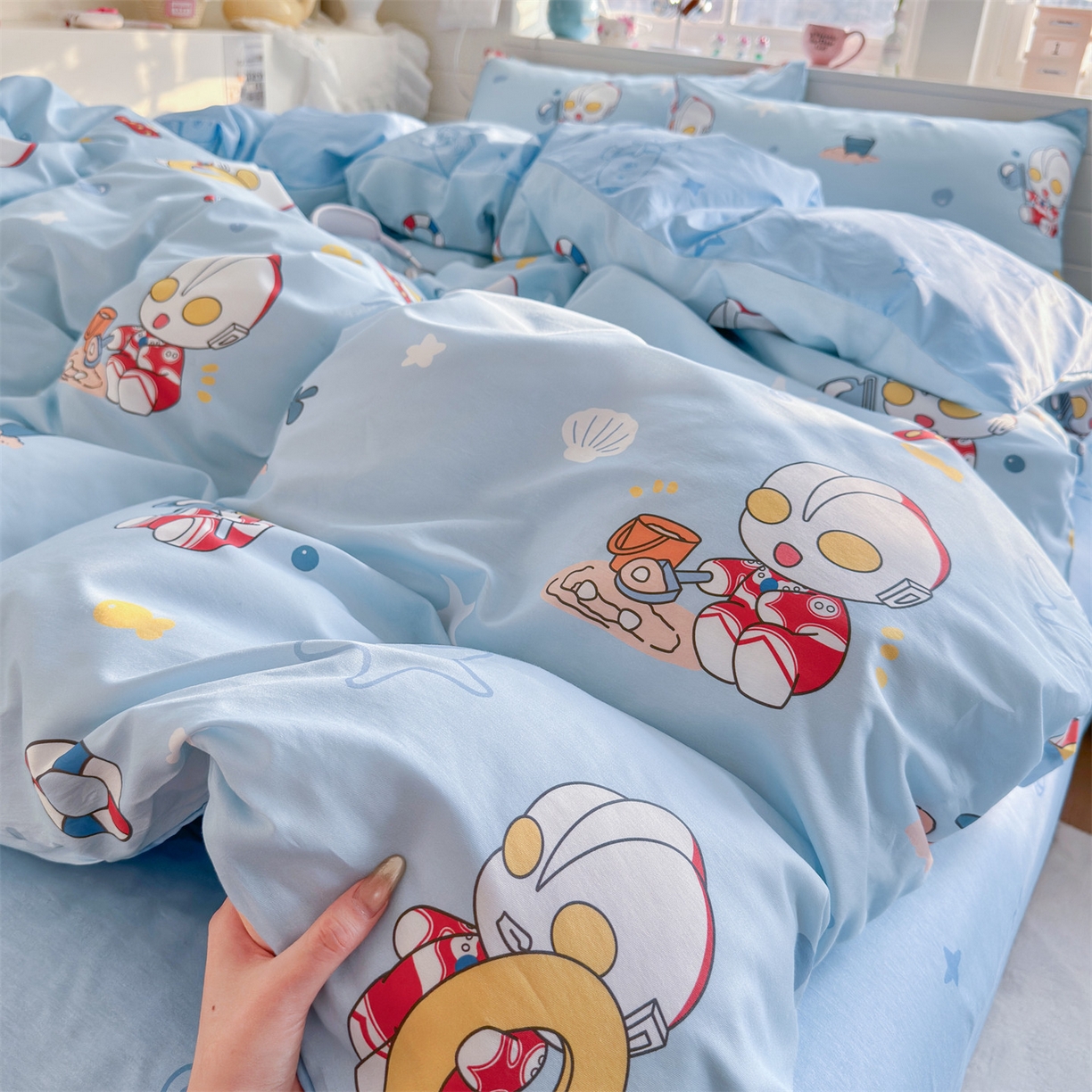 91家纺网 家纺一手货源 找家纺 名兮家居 2026新款全棉13372正版授权经典奥特曼四件套【含防伪标】 假日奥特曼