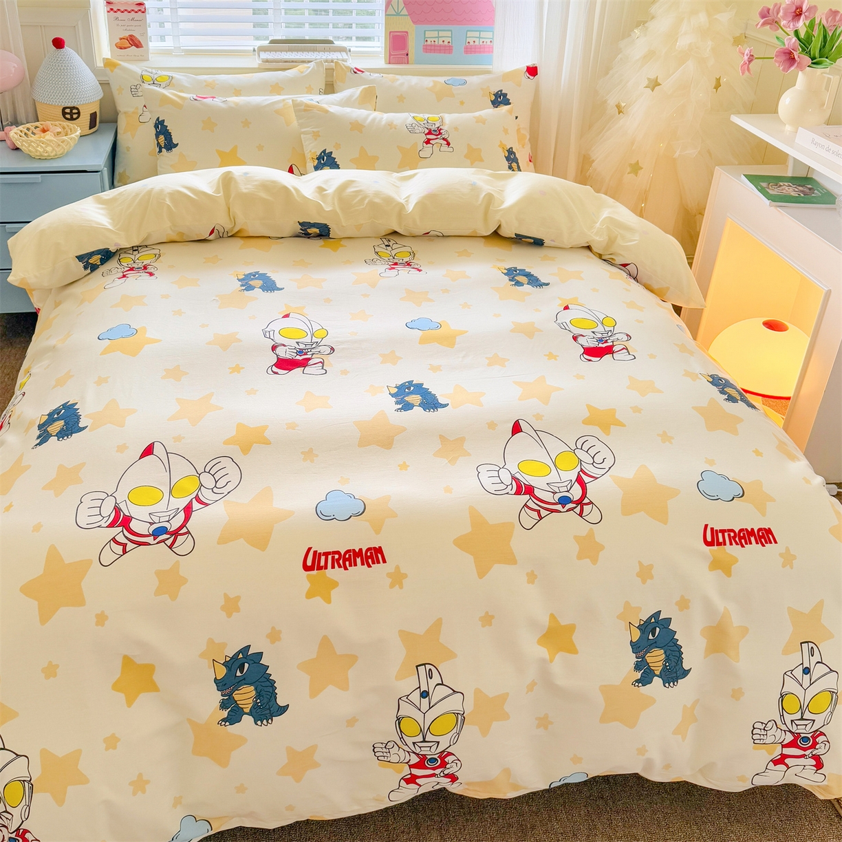 91家纺网 家纺一手货源 找家纺 名兮家居 2026新款全棉13372正版授权经典奥特曼四件套【含防伪标】 星星奥特曼