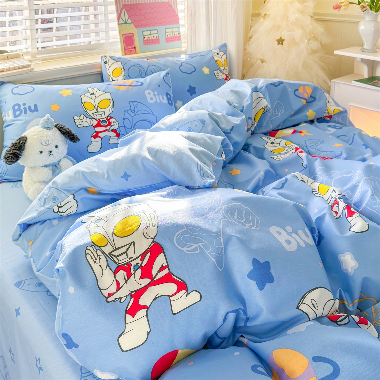 91家纺网 家纺一手货源 找家纺 名兮家居 2026新款全棉13372正版授权经典奥特曼四件套【含防伪标】 光线王子