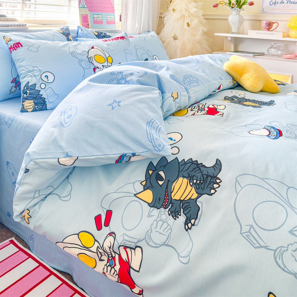 91家纺网 家纺一手货源 找家纺 名兮家居 2026新款全棉13372正版授权经典奥特曼四件套【含防伪标】 奥特勇士