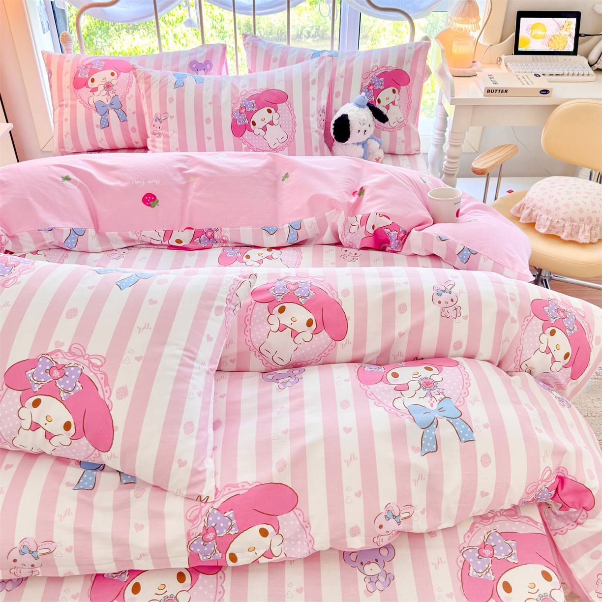 91家纺网 家纺一手货源 找家纺 名兮家居 2026新款全棉13372正版授权经典奥特曼四件套【含防伪标】 竖条美乐蒂