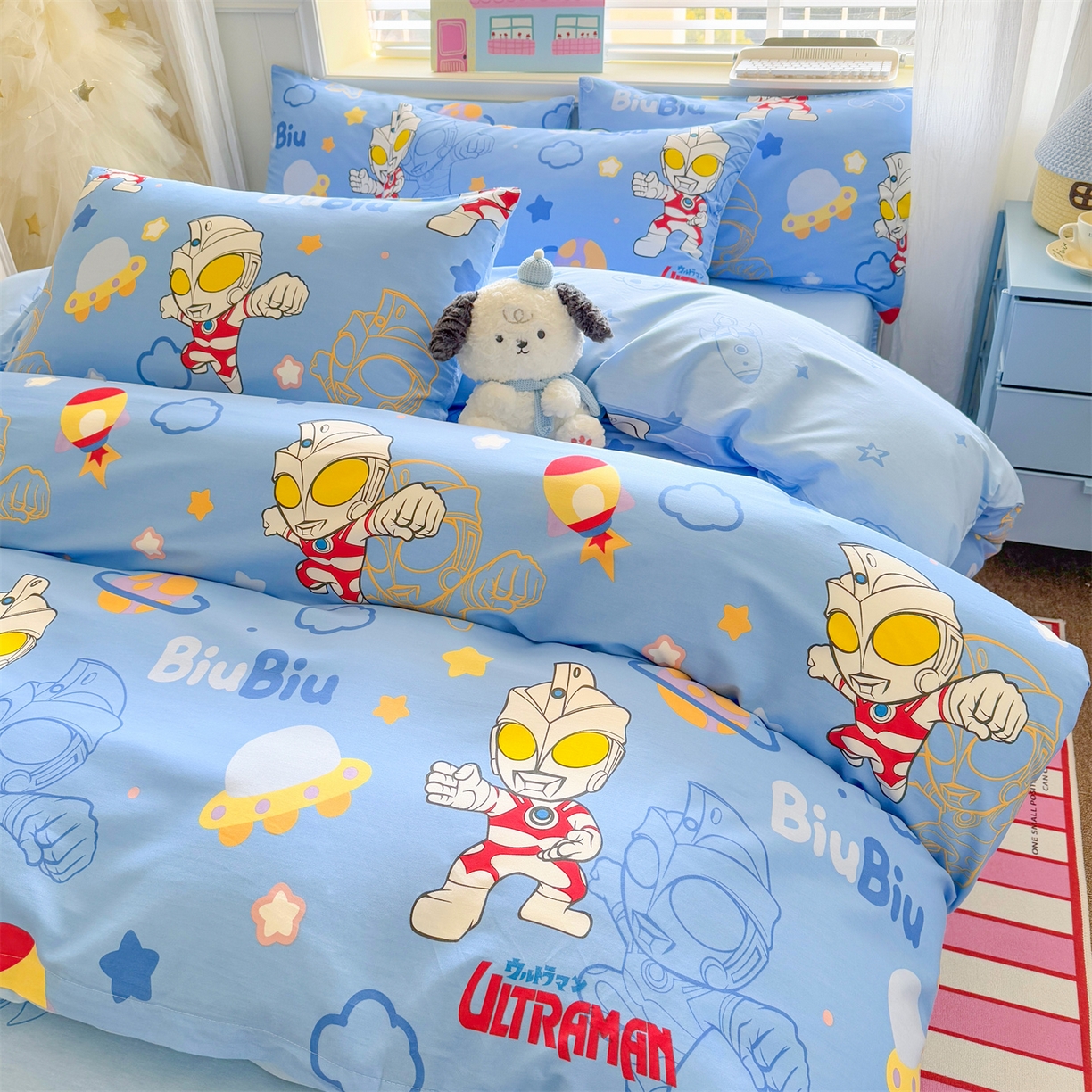 91家纺网 家纺一手货源 找家纺 名兮家居 2026新款全棉13372正版授权经典奥特曼四件套【含防伪标】 光线王子