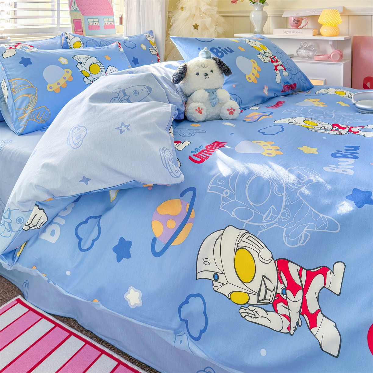 91家纺网 家纺一手货源 找家纺 名兮家居 2026新款全棉13372正版授权经典奥特曼四件套【含防伪标】 光线王子