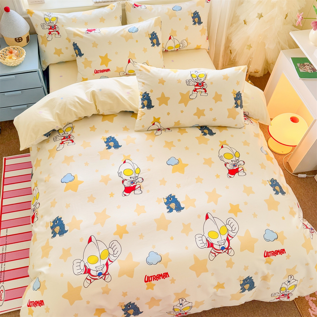 91家纺网 家纺一手货源 找家纺 名兮家居 2026新款全棉13372正版授权经典奥特曼四件套【含防伪标】 星星奥特曼