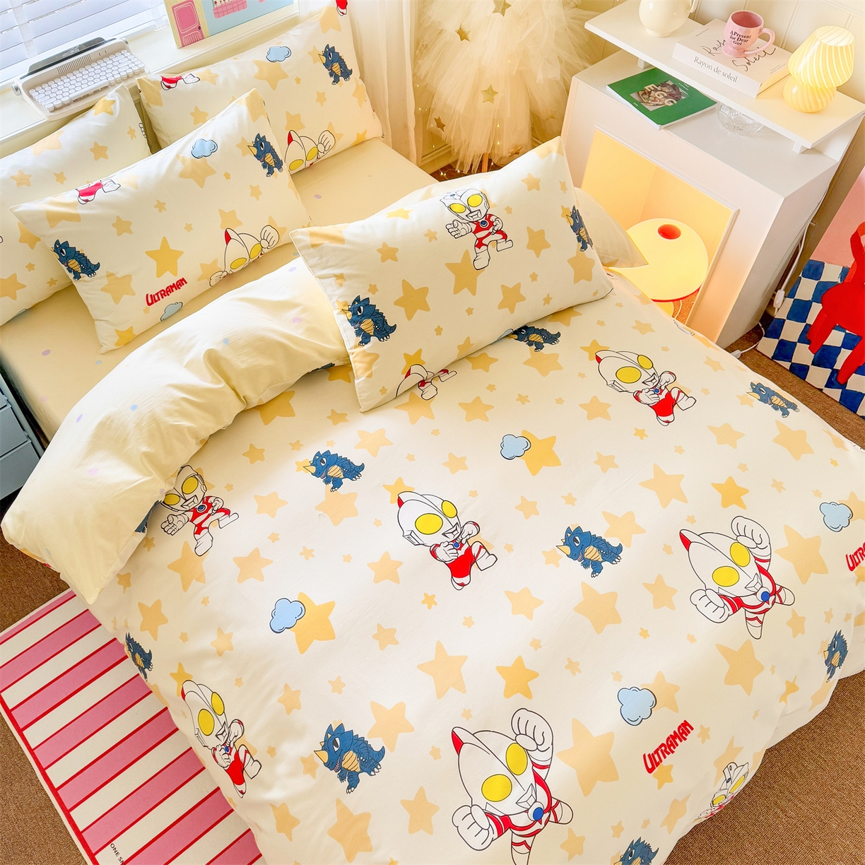 91家纺网 家纺一手货源 找家纺 名兮家居 2026新款全棉13372正版授权经典奥特曼四件套【含防伪标】 星星奥特曼