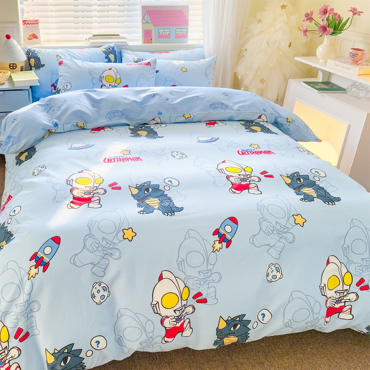 91家纺网 家纺一手货源 找家纺 名兮家居 2026新款全棉13372正版授权经典奥特曼四件套【含防伪标】 奥特勇士