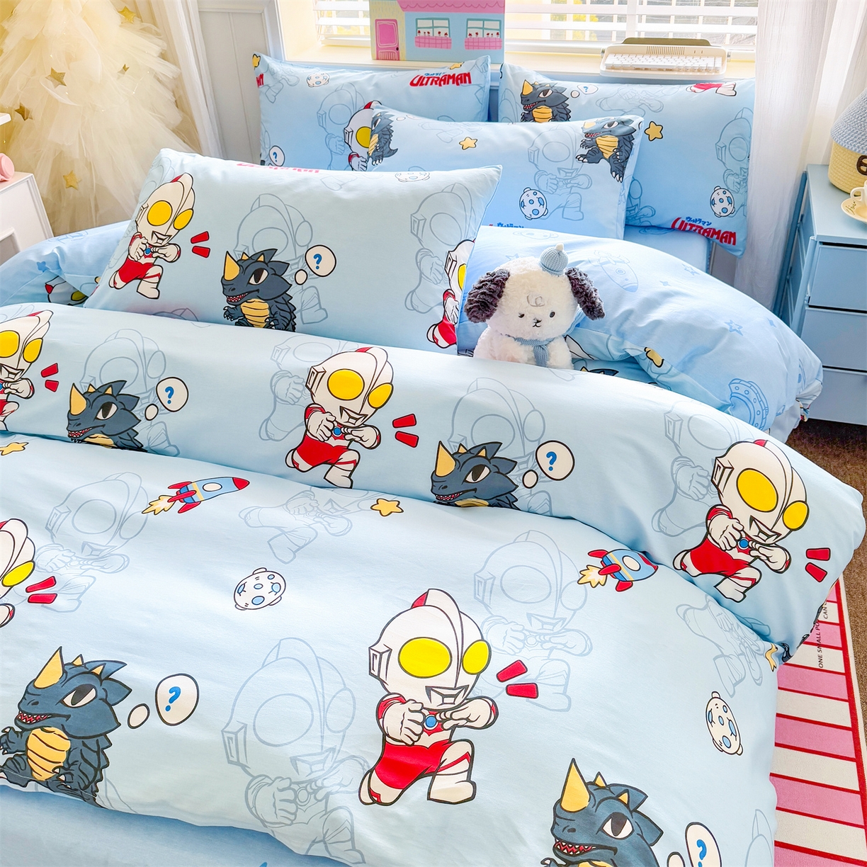 91家纺网 家纺一手货源 找家纺 名兮家居 2026新款全棉13372正版授权经典奥特曼四件套【含防伪标】 奥特勇士