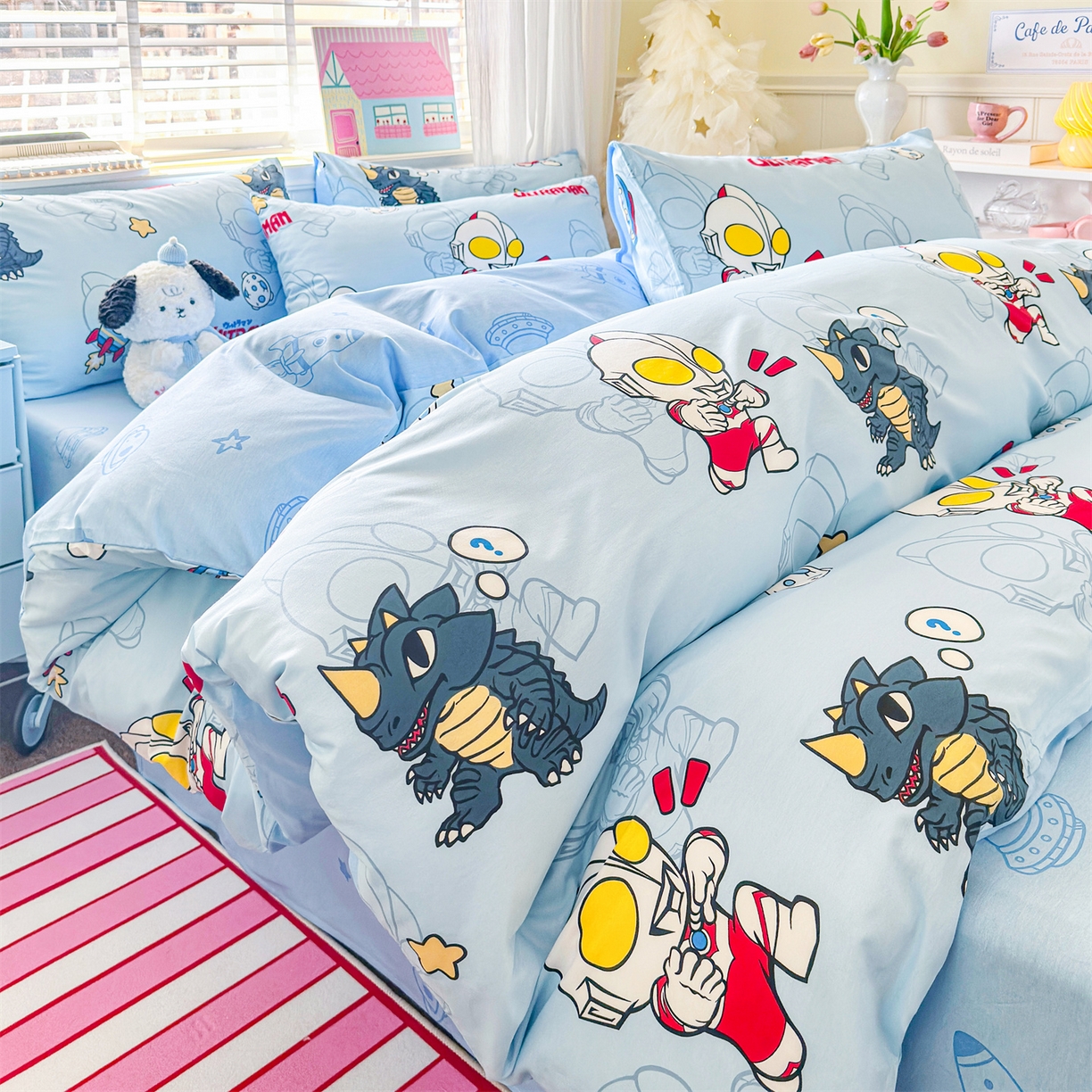 91家纺网 家纺一手货源 找家纺 名兮家居 2026新款全棉13372正版授权经典奥特曼四件套【含防伪标】 奥特勇士