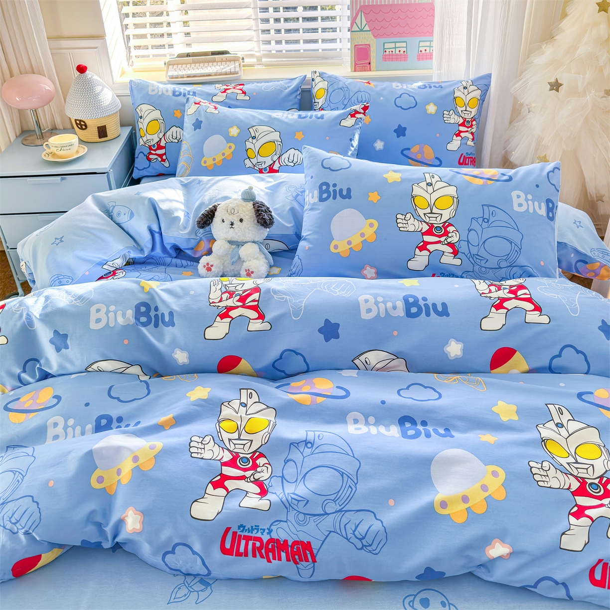 91家纺网 家纺一手货源 找家纺 名兮家居 2026新款全棉13372正版授权经典奥特曼四件套【含防伪标】 光线王子