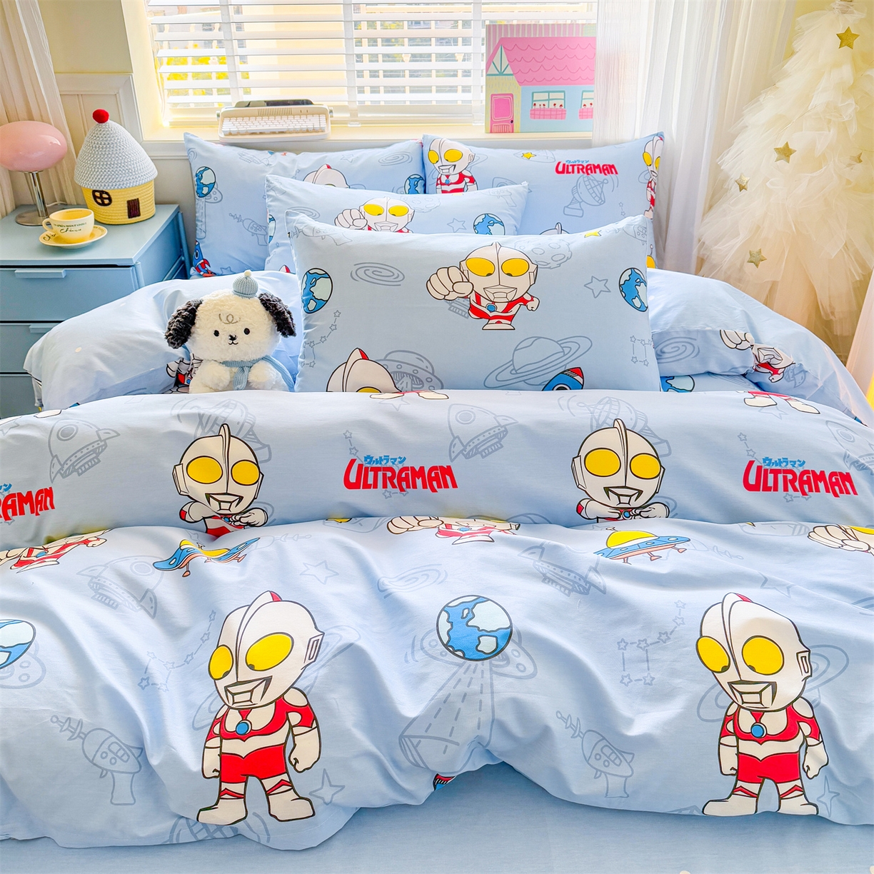 91家纺网 家纺一手货源 找家纺 名兮家居 2026新款全棉13372正版授权经典奥特曼四件套【含防伪标】 太空奥特曼