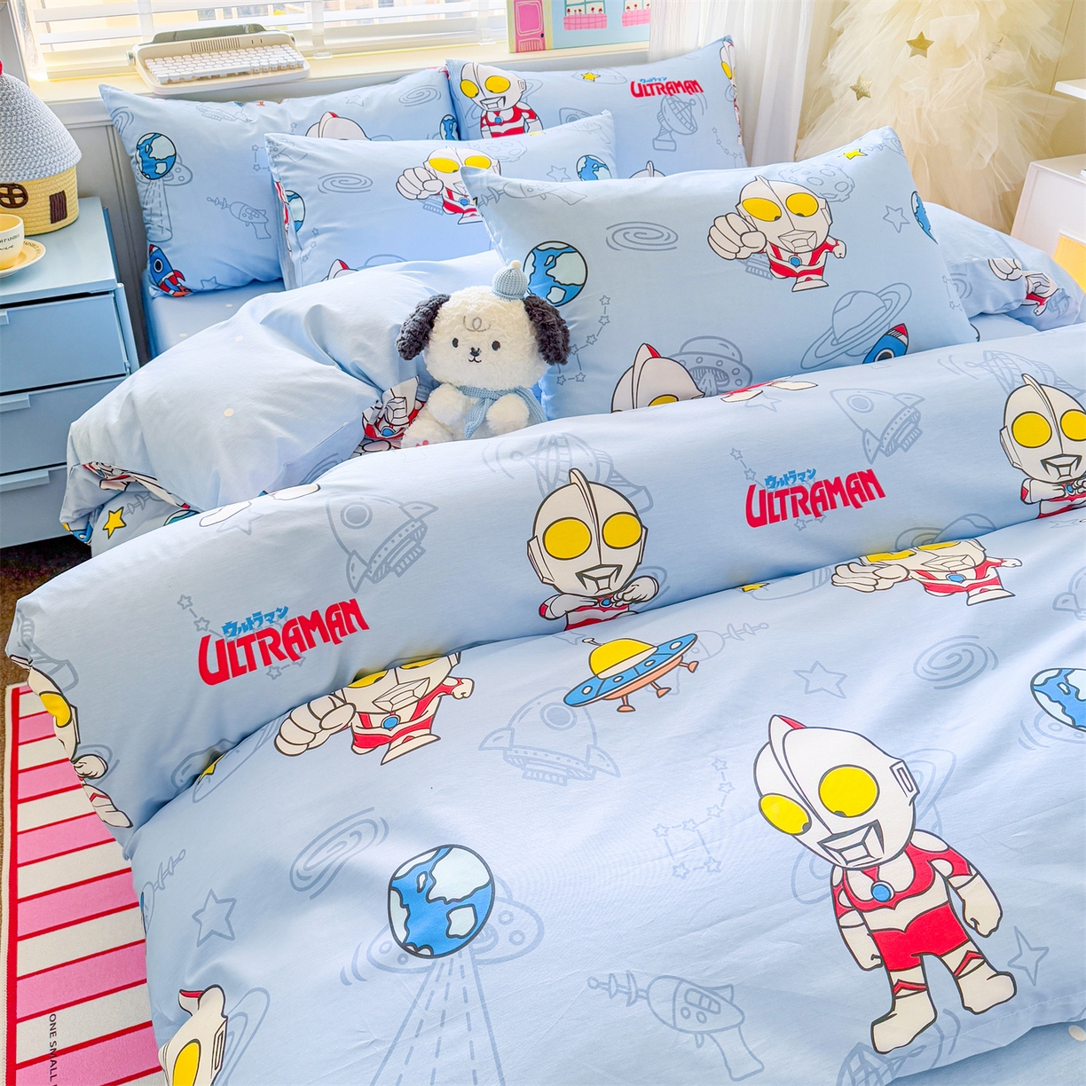 91家纺网 家纺一手货源 找家纺 名兮家居 2026新款全棉13372正版授权经典奥特曼四件套【含防伪标】 太空奥特曼