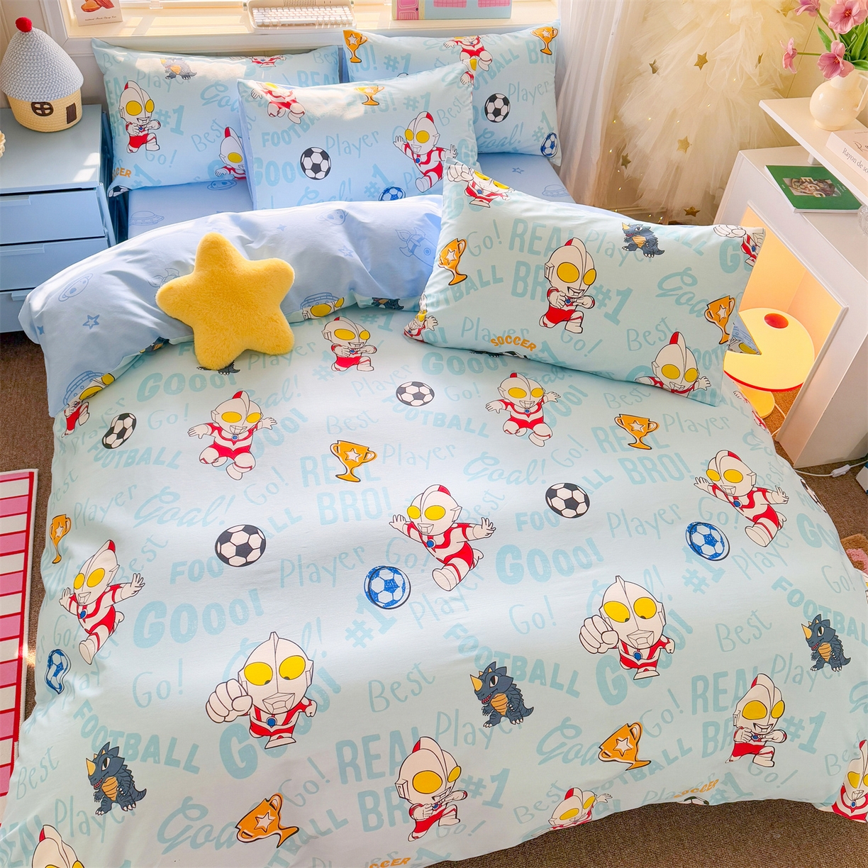 91家纺网 家纺一手货源 找家纺 名兮家居 2026新款全棉13372正版授权经典奥特曼四件套【含防伪标】 世界杯