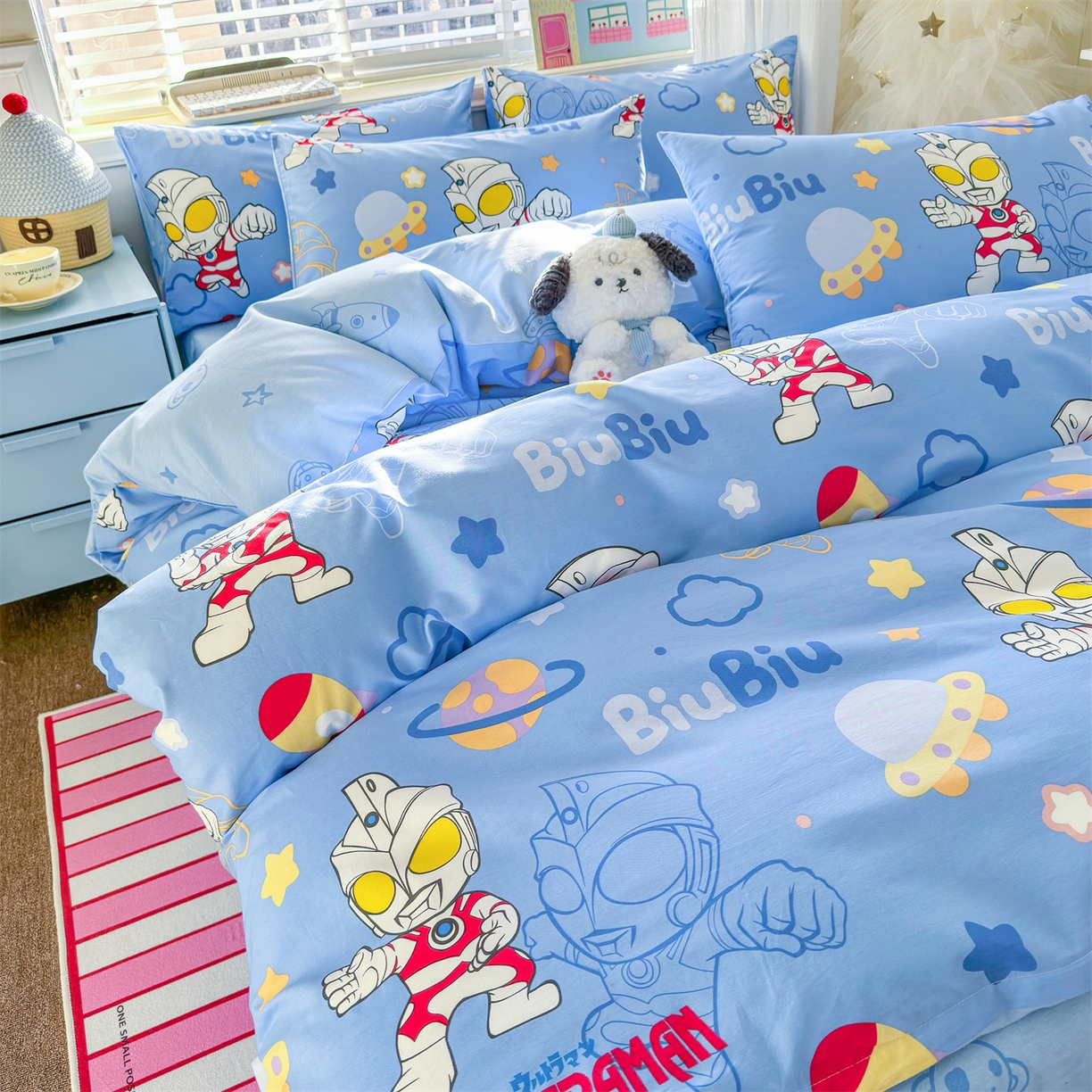 91家纺网 家纺一手货源 找家纺 名兮家居 2026新款全棉13372正版授权经典奥特曼四件套【含防伪标】 光线王子