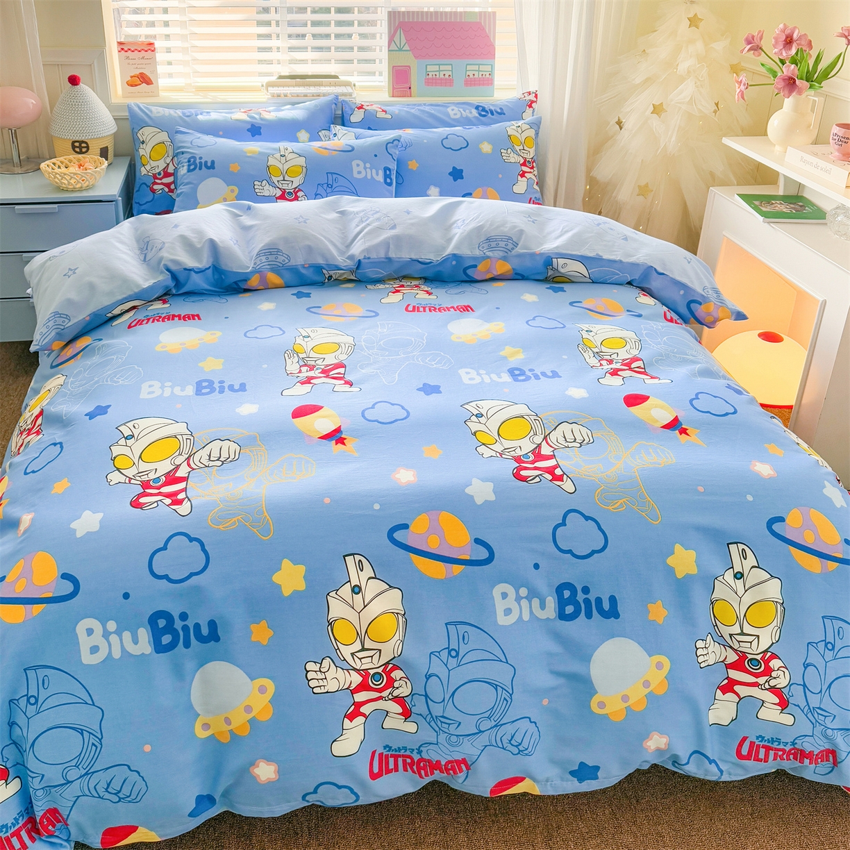 91家纺网 家纺一手货源 找家纺 名兮家居 2026新款全棉13372正版授权经典奥特曼四件套【含防伪标】 光线王子