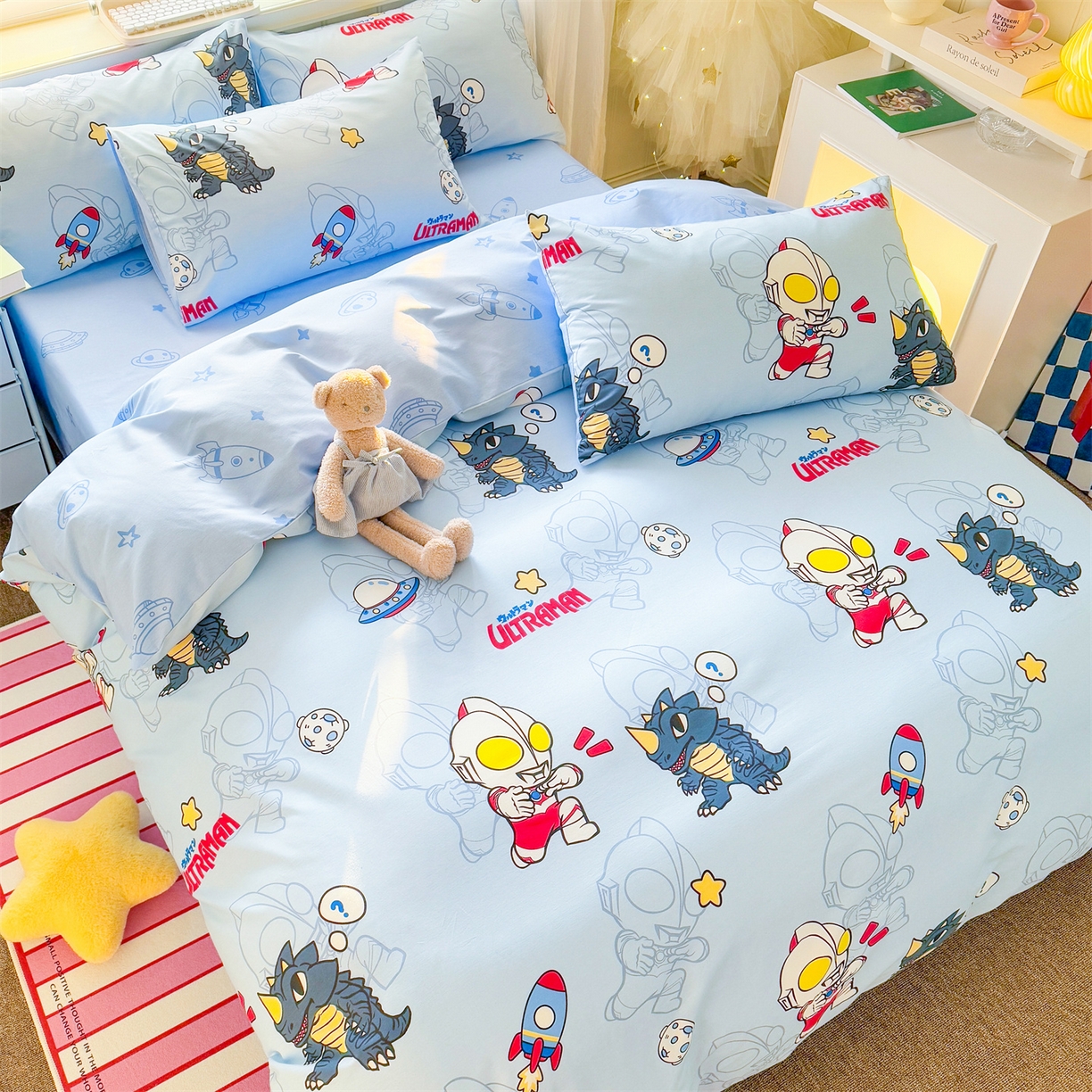 91家纺网 家纺一手货源 找家纺 名兮家居 2026新款全棉13372正版授权经典奥特曼四件套【含防伪标】 奥特勇士