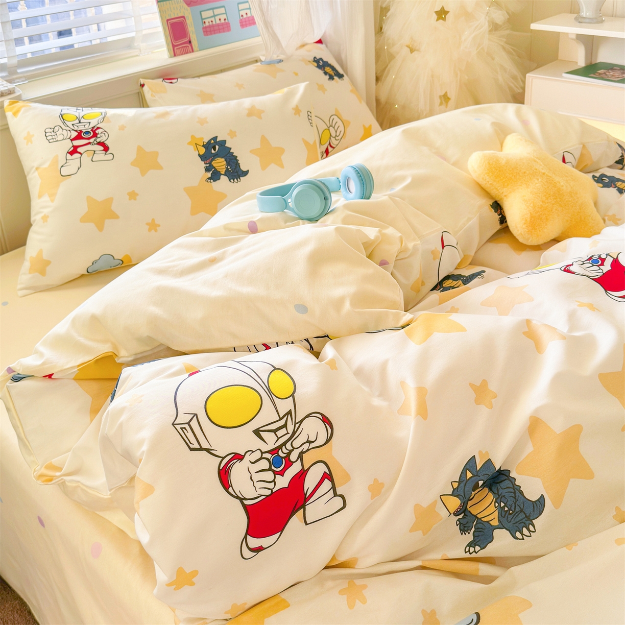 91家纺网 家纺一手货源 找家纺 名兮家居 2026新款全棉13372正版授权经典奥特曼四件套【含防伪标】 星星奥特曼