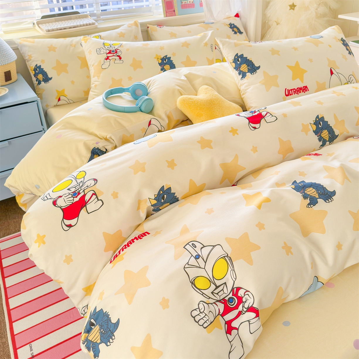 91家纺网 家纺一手货源 找家纺 名兮家居 2026新款全棉13372正版授权经典奥特曼四件套【含防伪标】 星星奥特曼