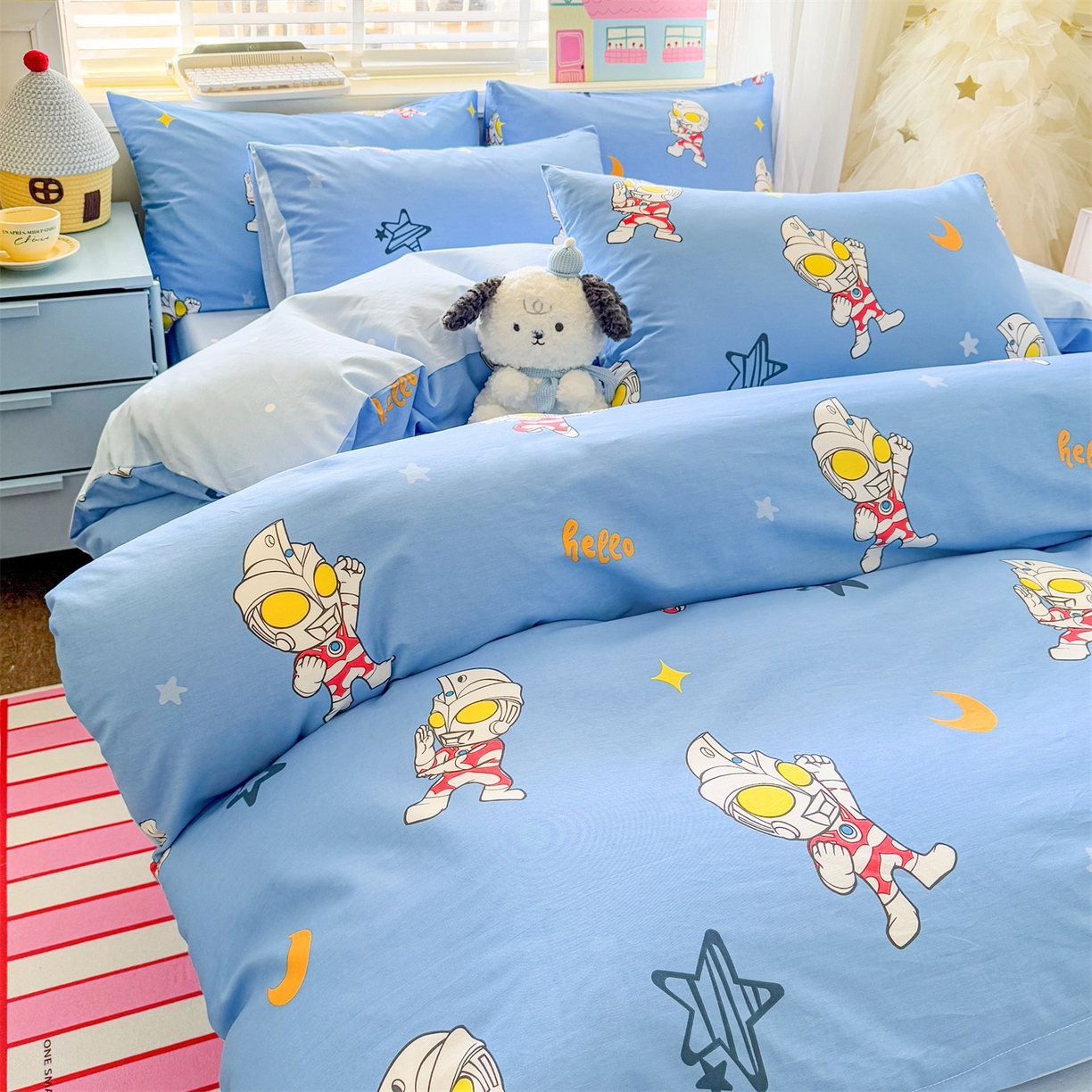 91家纺网 家纺一手货源 找家纺 名兮家居 2026新款全棉13372正版授权经典奥特曼四件套【含防伪标】 艾斯奥特曼