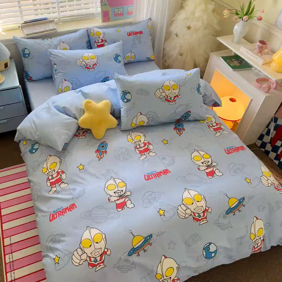91家纺网 家纺一手货源 找家纺 名兮家居 2026新款全棉13372正版授权经典奥特曼四件套【含防伪标】 太空奥特曼
