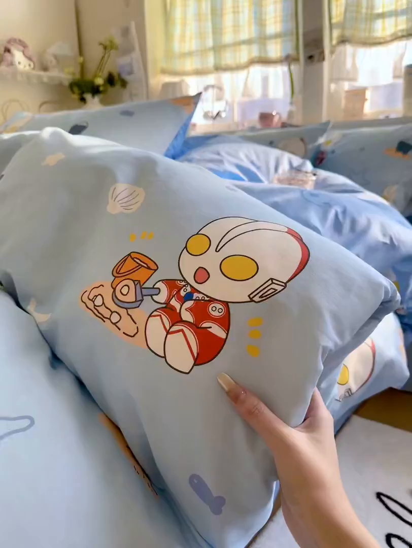 91家纺网 家纺一手货源 找家纺 名兮家居 2026新款全棉13372正版授权经典奥特曼四件套【含防伪标】 假日奥特曼